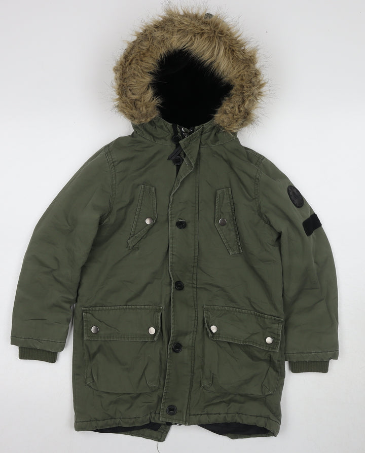 River Island Girls Green Parka Coat 8 Years
