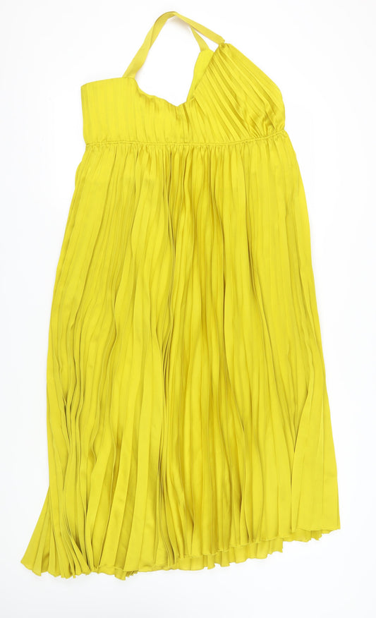 Marks and Spencer Yellow Pleated Sleeveless Dress