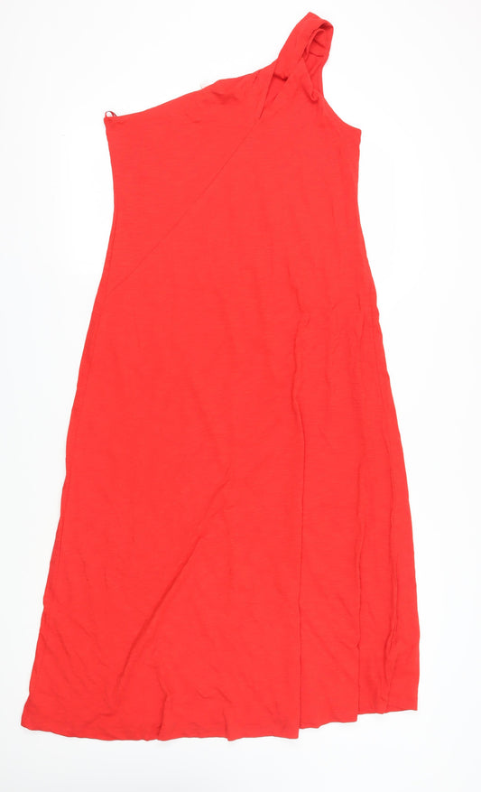 Marks and Spencer Women's Red Long One Shoulder Dress