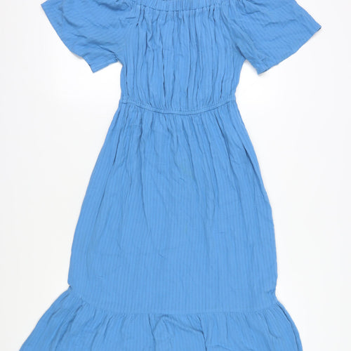 Next Blue Off Shoulder Midi Dress, Size 8, Summer Casual