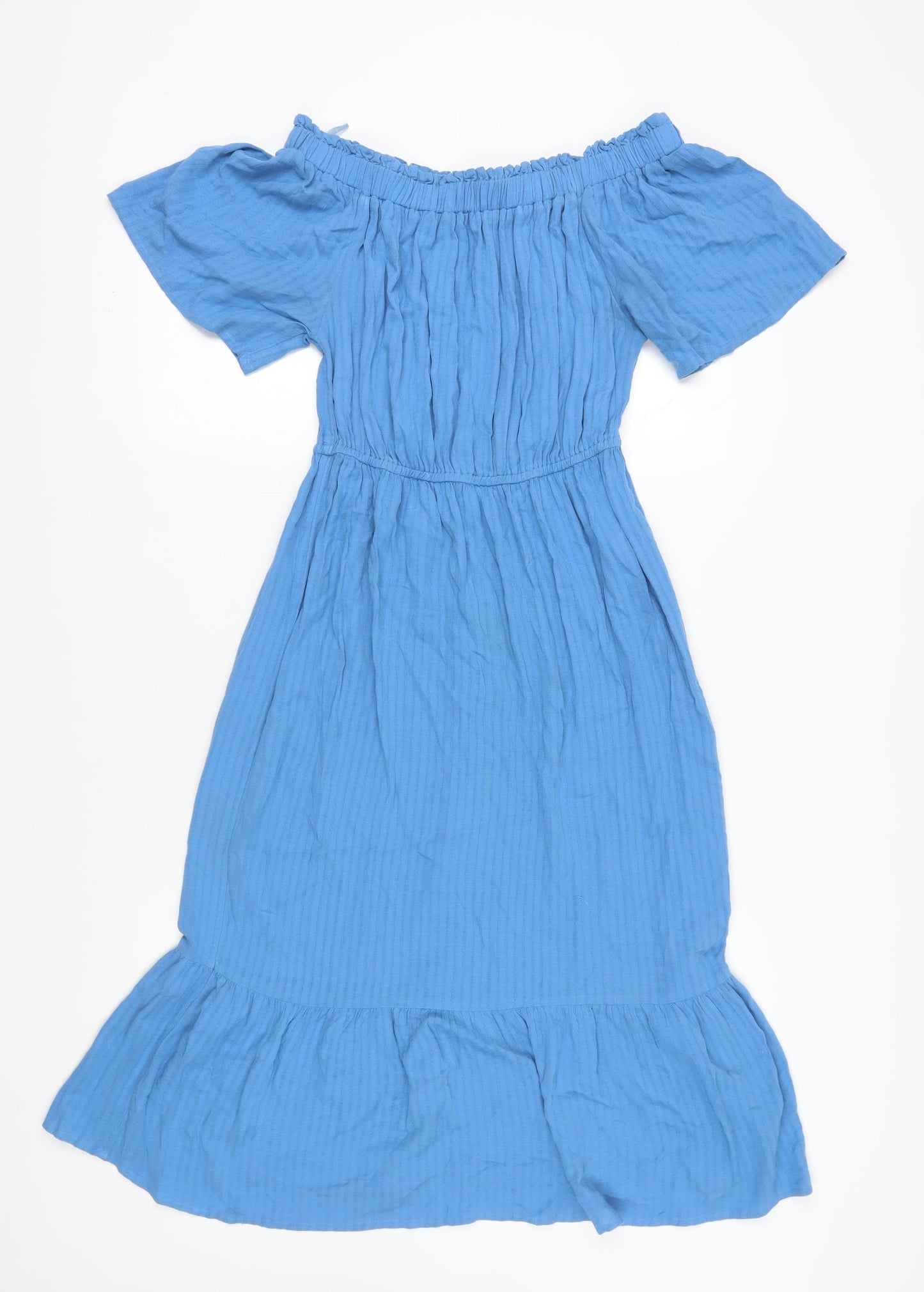 Next Blue Off Shoulder Midi Dress, Size 8, Summer Casual