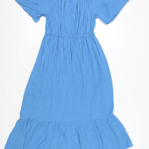 Next Blue Off Shoulder Midi Dress, Size 8, Summer Casual