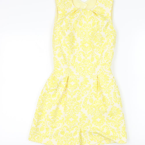 Warehouse Women’s Yellow Damask Playsuit Size 8