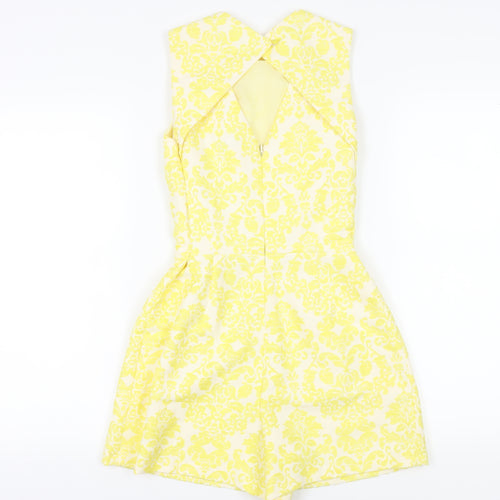 Warehouse Women’s Yellow Damask Playsuit Size 8