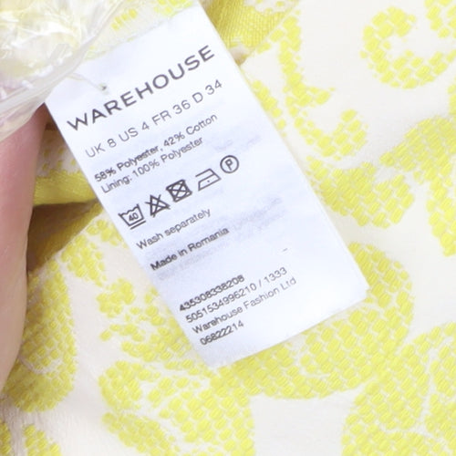 Warehouse Women’s Yellow Damask Playsuit Size 8