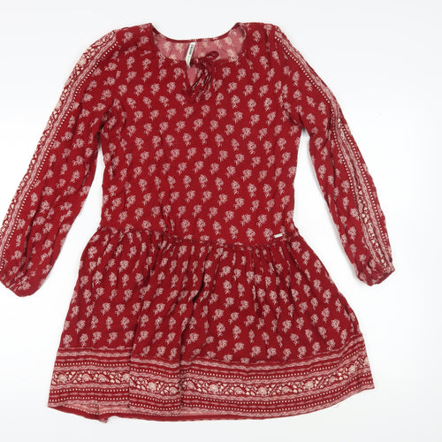 Cropp Women's Red Floral A-Line Dress XS