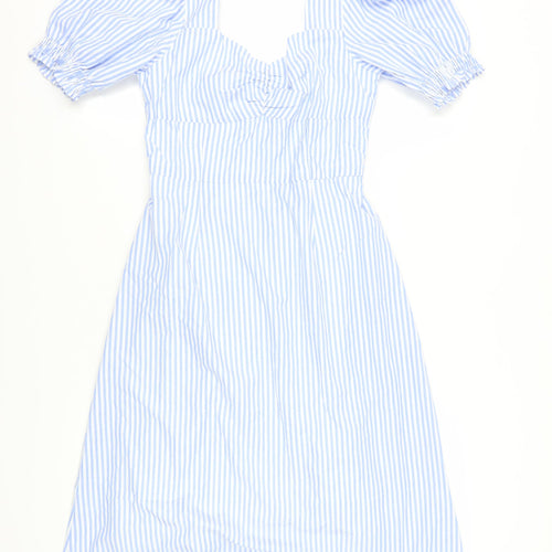 Love Bonito Women Blue Striped A-Line Dress Size 8