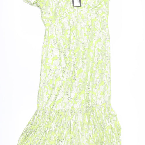 Warehouse Women's Green A-Line Midi Dress, Size 8