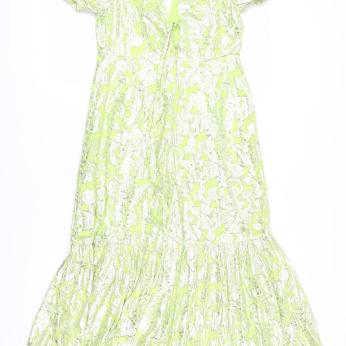 Warehouse Women's Green A-Line Midi Dress, Size 8