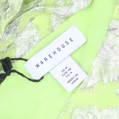 Warehouse Women's Green A-Line Midi Dress, Size 8