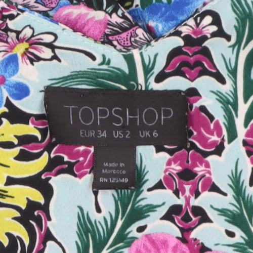 Topshop Women's Multicoloured Floral Slip Dress, Size 6