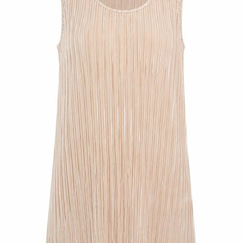 H&M Women's Beige Sleeveless Pleated Shift Dress Size 12