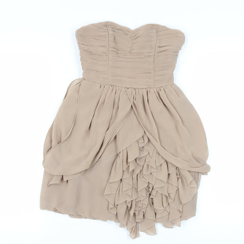 H&M Women's Beige A-Line Strapless Party Dress Size 4