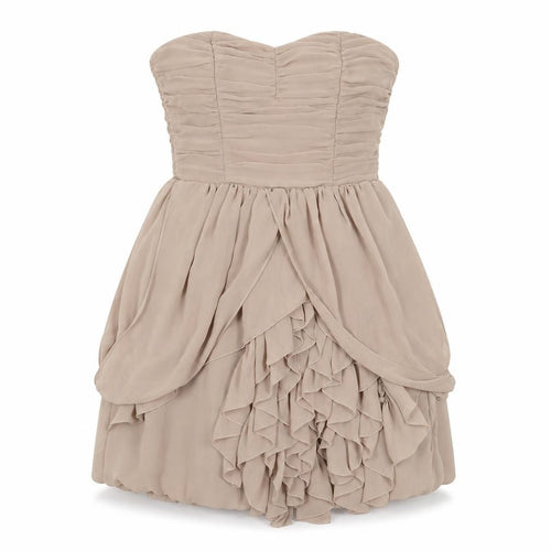 H&M Women's Beige A-Line Strapless Party Dress Size 4
