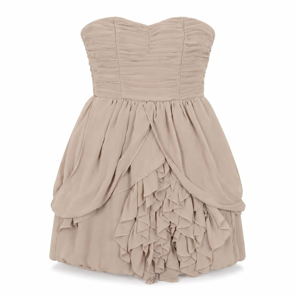 H&M Women's Beige A-Line Strapless Party Dress Size 4