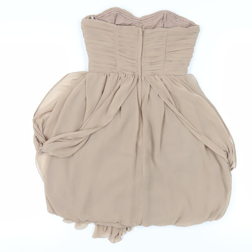 H&M Women's Beige A-Line Strapless Party Dress Size 4
