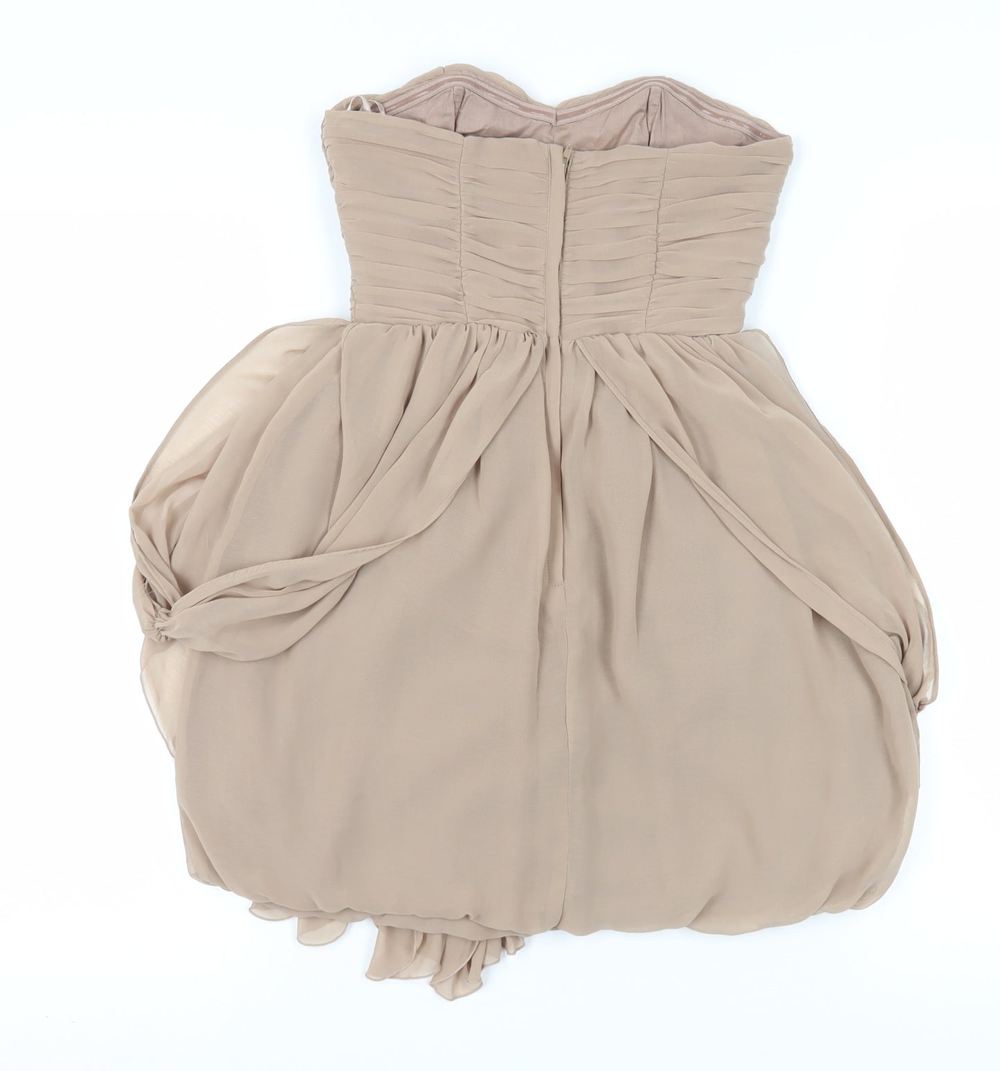 H&M Women's Beige A-Line Strapless Party Dress Size 4