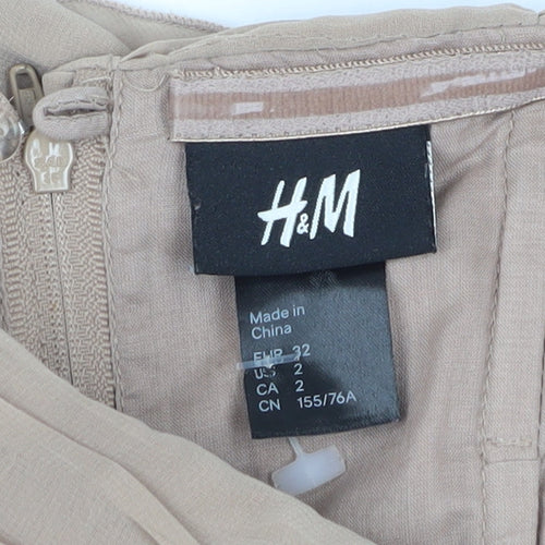 H&M Women's Beige A-Line Strapless Party Dress Size 4
