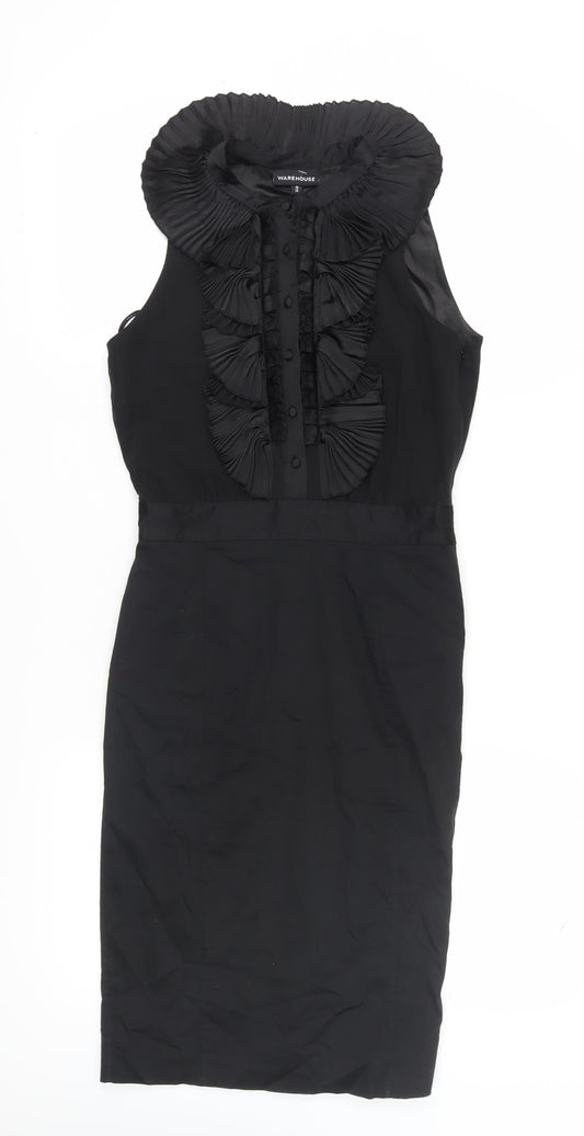 Warehouse Women's Black Sleeveless Ruffle Dress Size 10