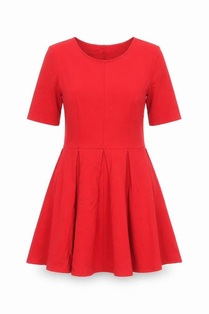 Front view of Warehouse Women Red Fit & Flare Short Dress