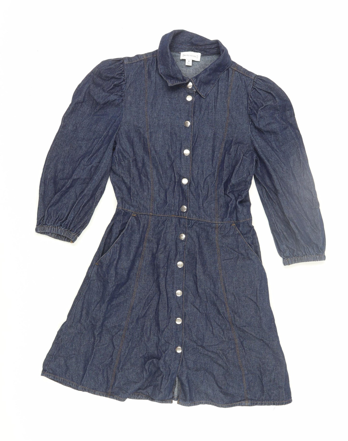 Warehouse Women's Blue Denim Shirt Dress, Size 8