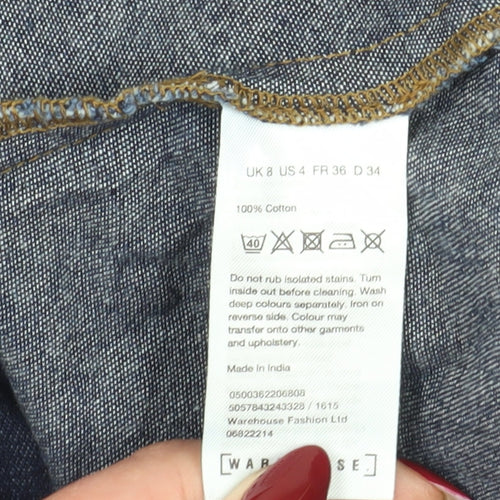 Warehouse Women's Blue Denim Shirt Dress, Size 8