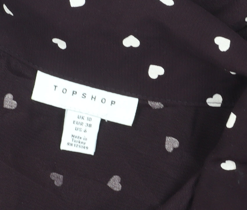 Topshop Women's Black Size 10 Collared Shirt Dress
