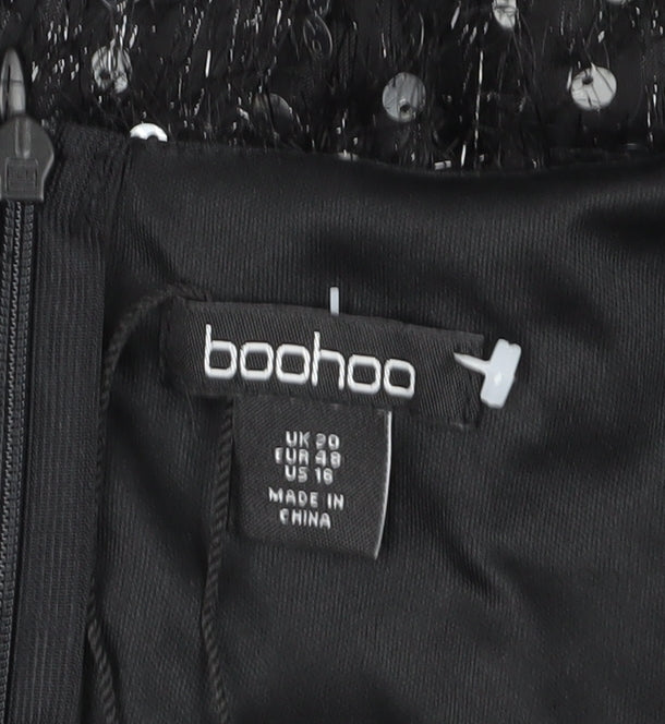 Boohoo Women's Black Sequin Dress UK Size 20