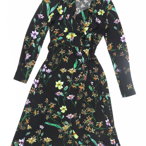 H&M Women's Black Floral Wrap Dress XS