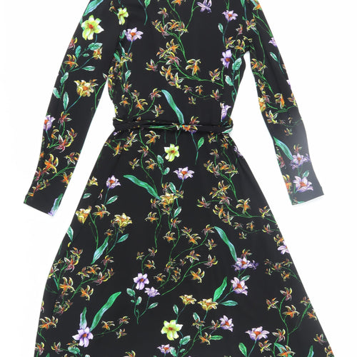 H&M Women's Black Floral Wrap Dress XS