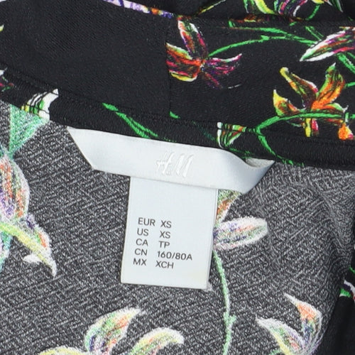 H&M Women's Black Floral Wrap Dress XS