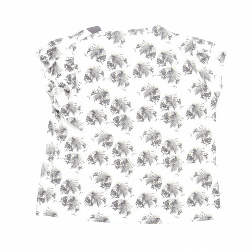Dash Women's White Floral T-Shirt, Size 18, V-Neck