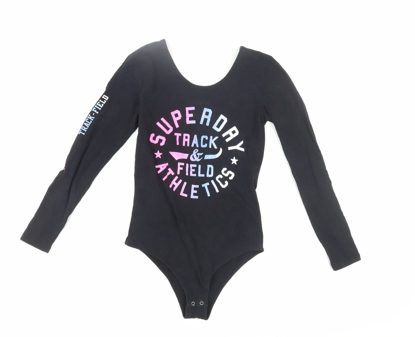 Superdry Women's Black Bodysuit, Size 10, Athletic Style
