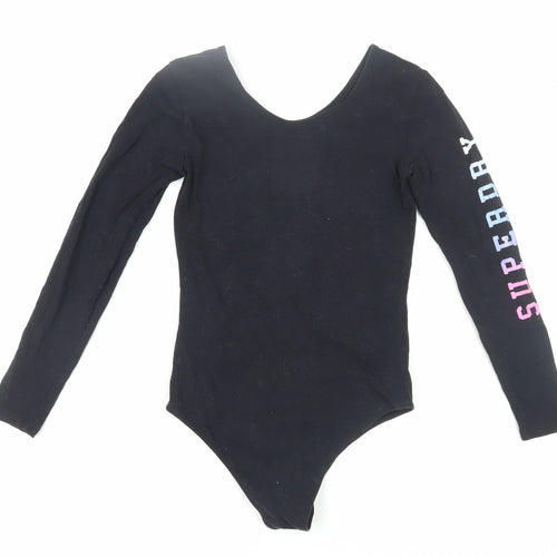 Superdry Women's Black Bodysuit, Size 10, Athletic Style
