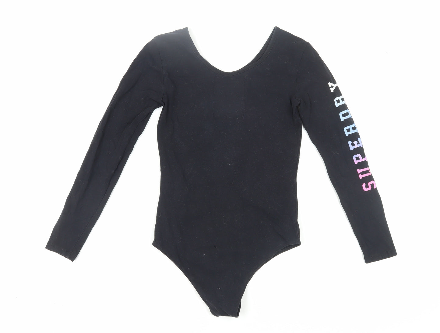 Superdry Women's Black Bodysuit, Size 10, Athletic Style