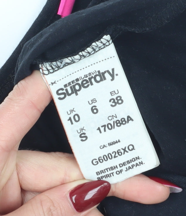 Superdry Women's Black Bodysuit, Size 10, Athletic Style