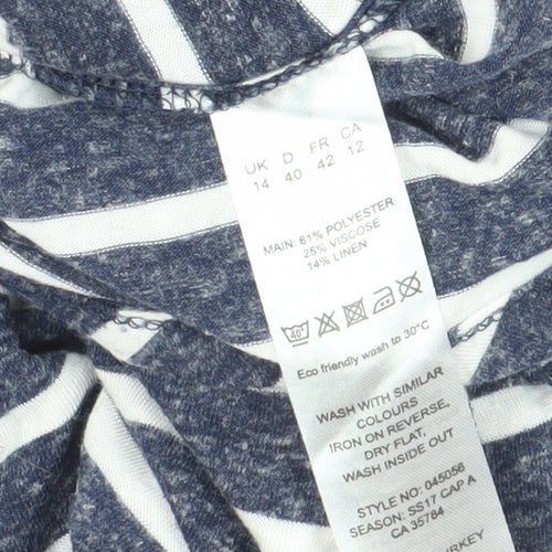 Dash Women’s Blue Striped Jersey T-Shirt Size 14