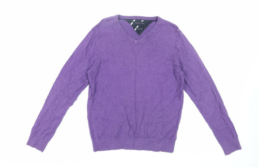 Tommy Hilfiger Men's Purple V-Neck Pullover Jumper S