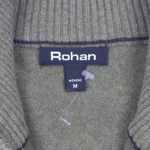 Rohan Women's Green Full Zip Jumper, Size M - Warm Wool Blend