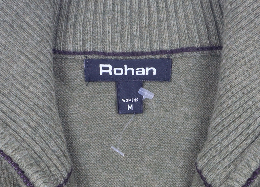 Rohan Women's Green Full Zip Jumper, Size M - Warm Wool Blend