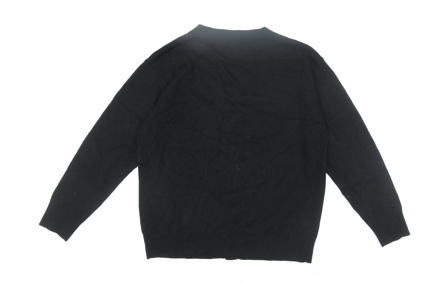 SPAO Unisex Black Cardigan, M, V-Neck, Hogwarts Embroidery