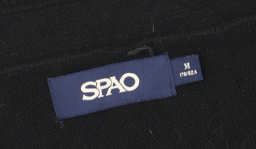 SPAO Unisex Black Cardigan, M, V-Neck, Hogwarts Embroidery