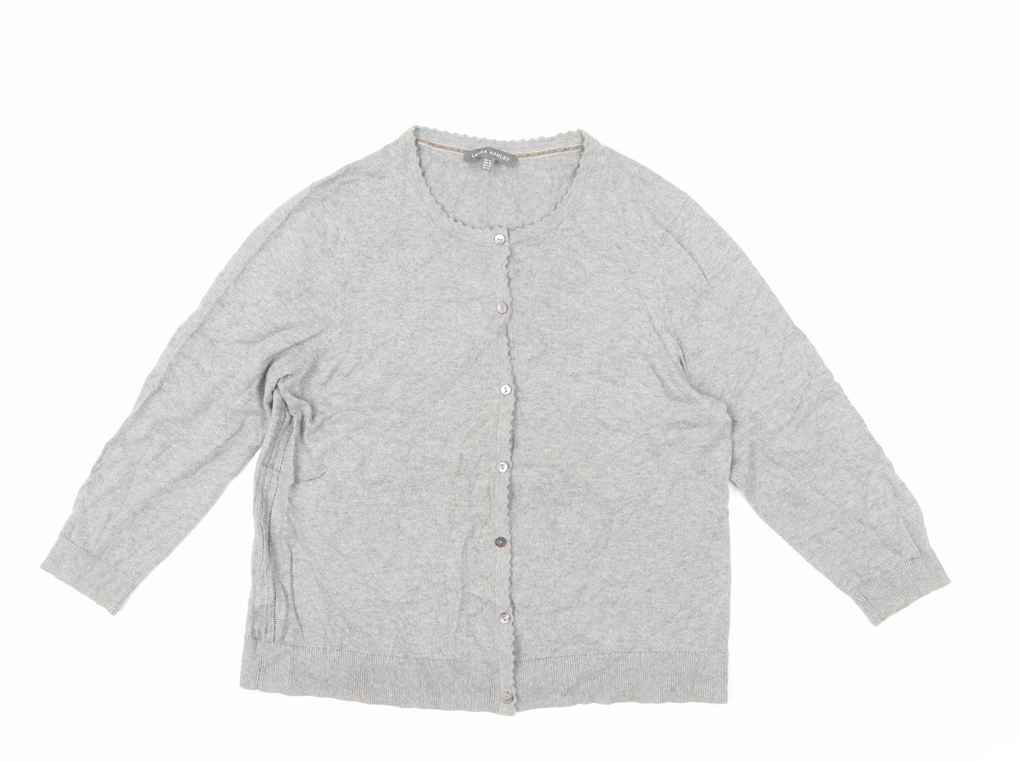 Laura Ashley Women's Grey Cardigan, Size 14, Button Accents