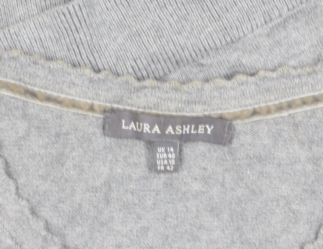 Laura Ashley Women's Grey Cardigan, Size 14, Button Accents