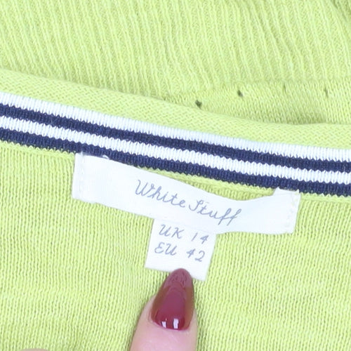White Stuff Women's Green Cardigan UK 14 Cotton Knit