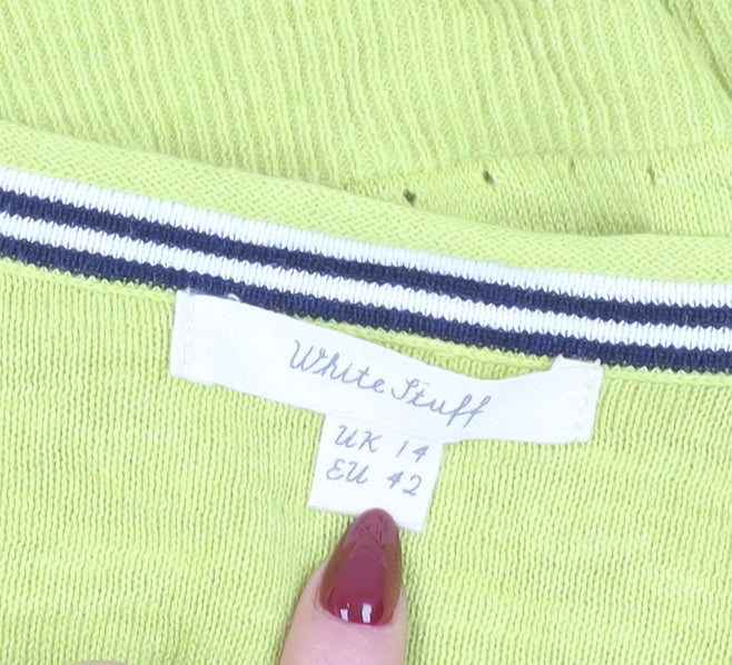 White Stuff Women's Green Cardigan UK 14 Cotton Knit