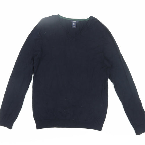Gap Men's Black V-Neck Pullover Cotton Jumper M