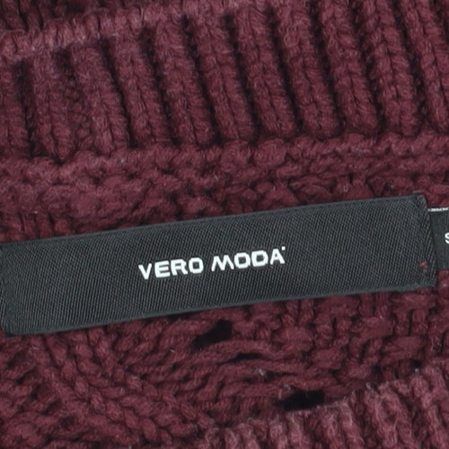 Vero Moda Women's Red Pullover Jumper, S, Crew Neck, Knit
