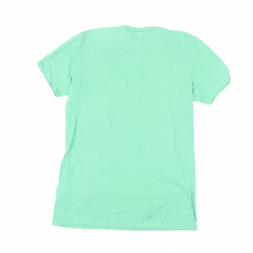 Napapijri Boys Green T-Shirt 14 Years Crew Neck Logo Casual