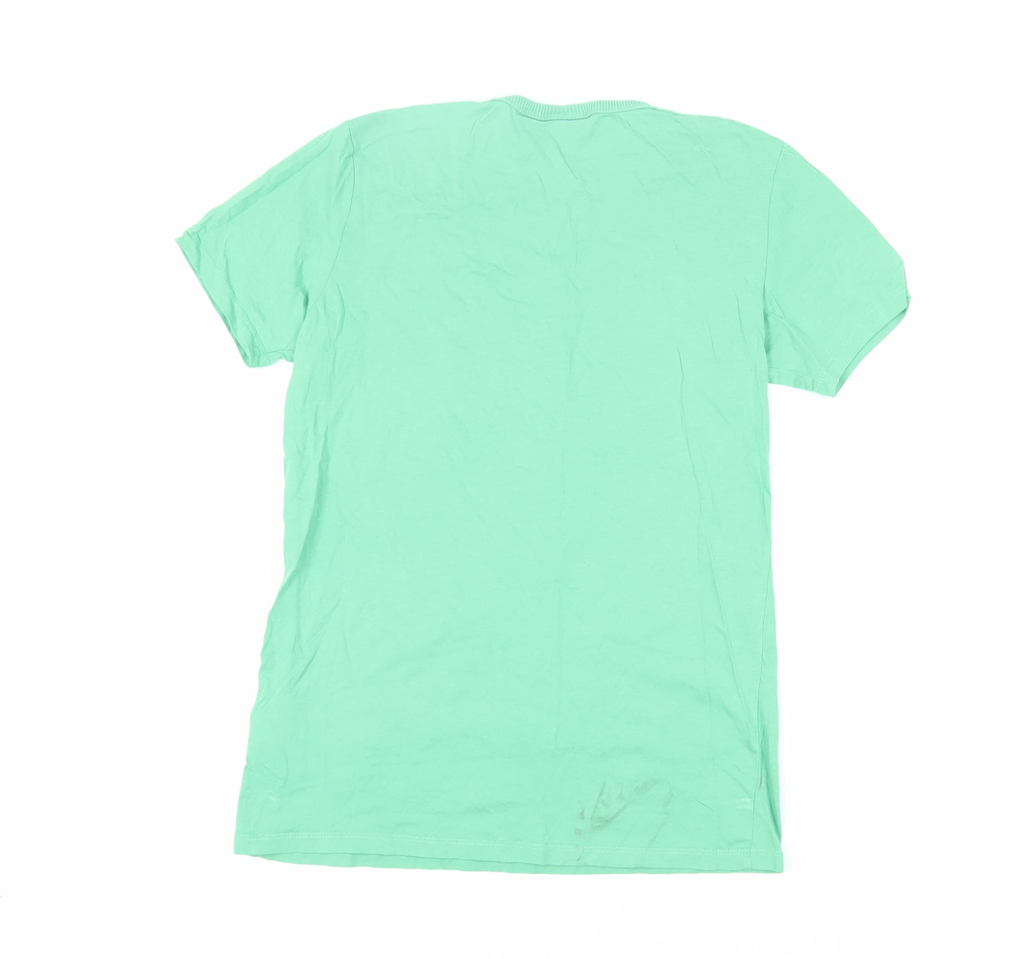 Napapijri Boys Green T-Shirt 14 Years Crew Neck Logo Casual